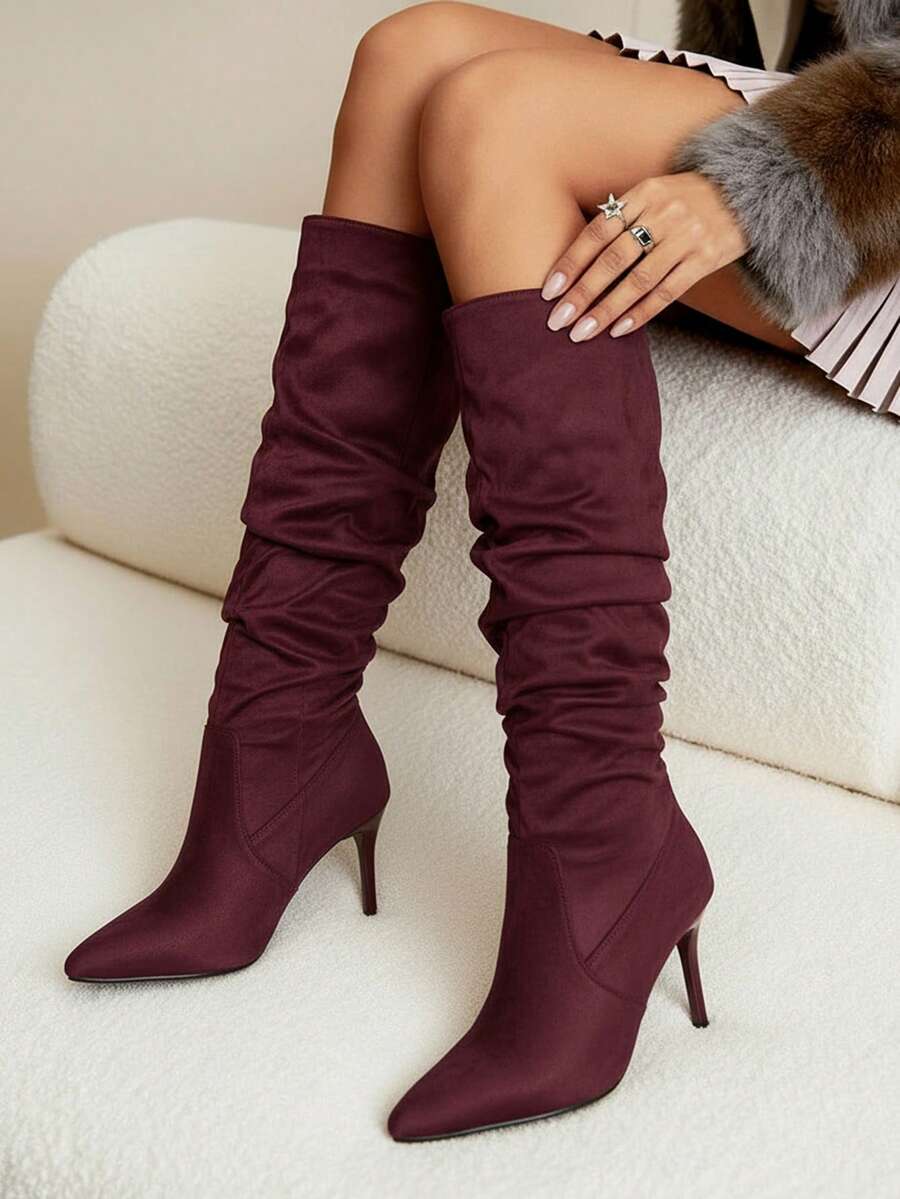 Mary bordeaux heel boots