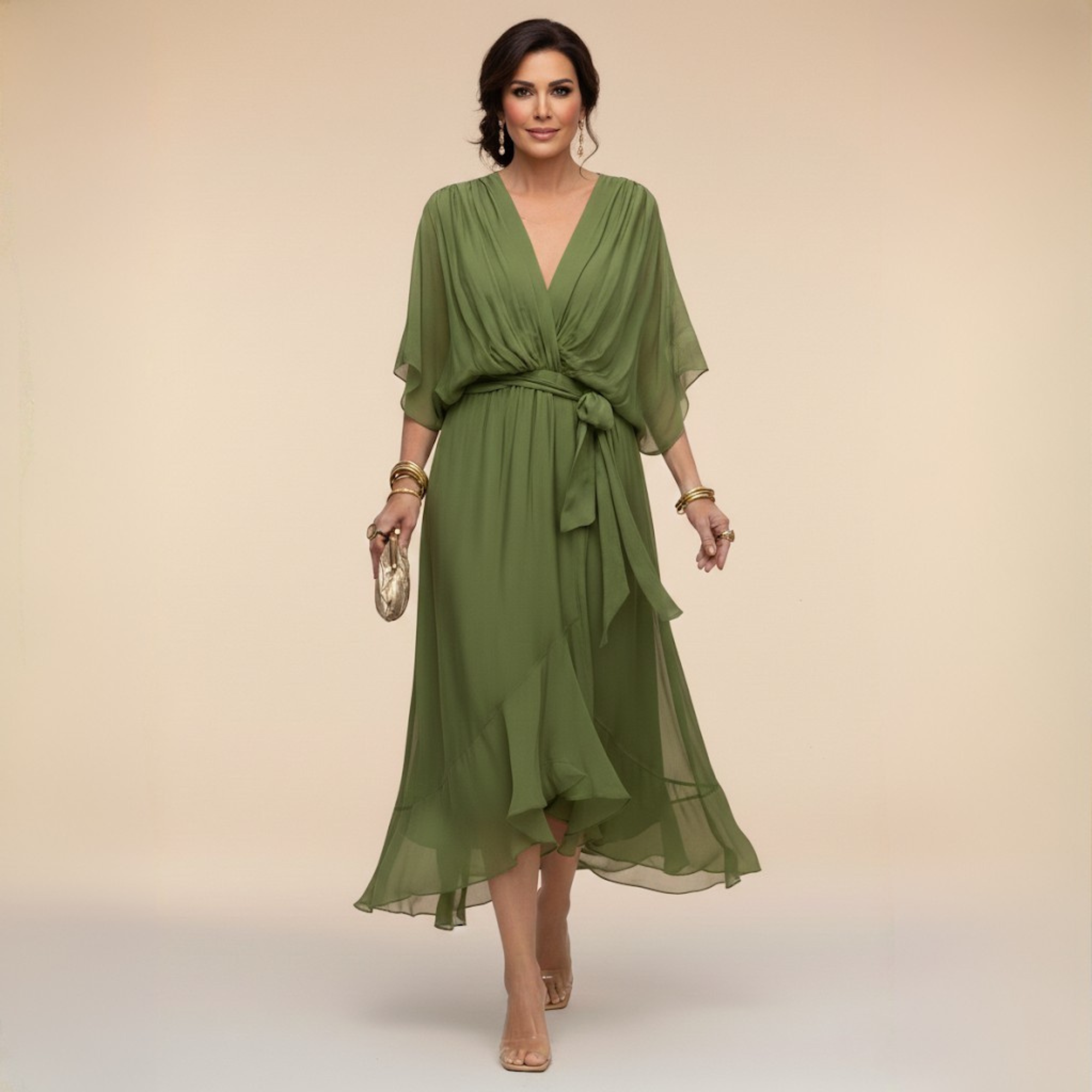 Marta – Abito in chiffon con scollo a V