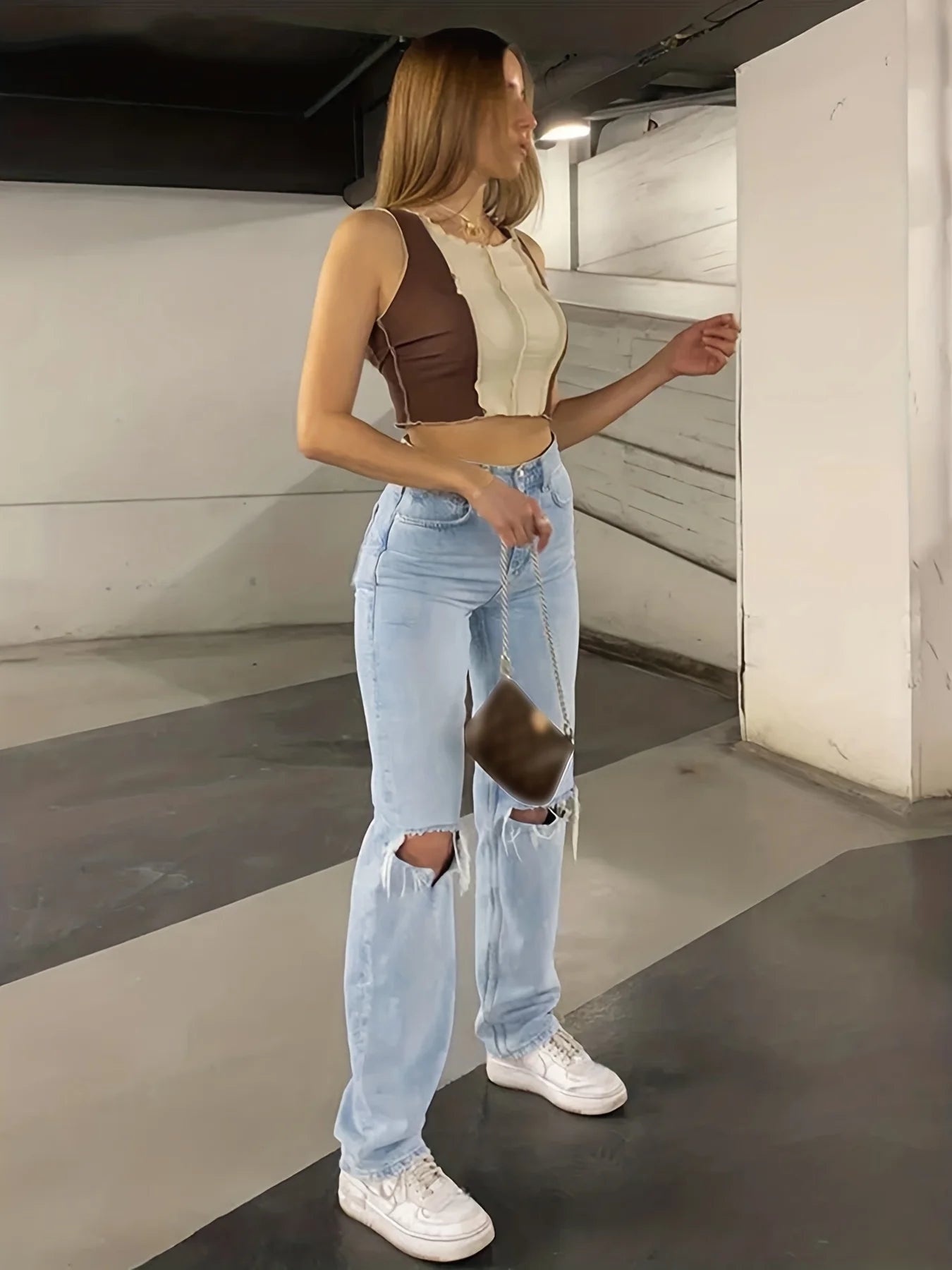 Lainey – Jeans denim dritti strappati