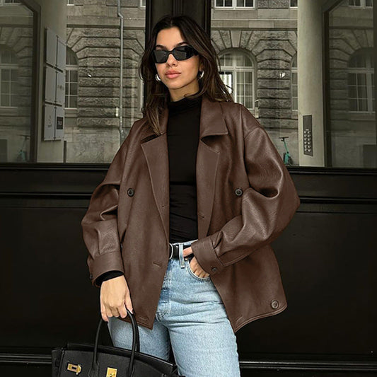 Chiara - Giubbotto bomber oversize in similpelle