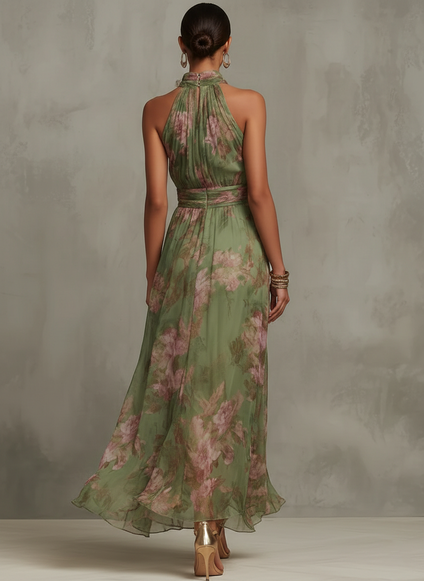 Arianna - Abito Maxi Halter Floreale Elegante
