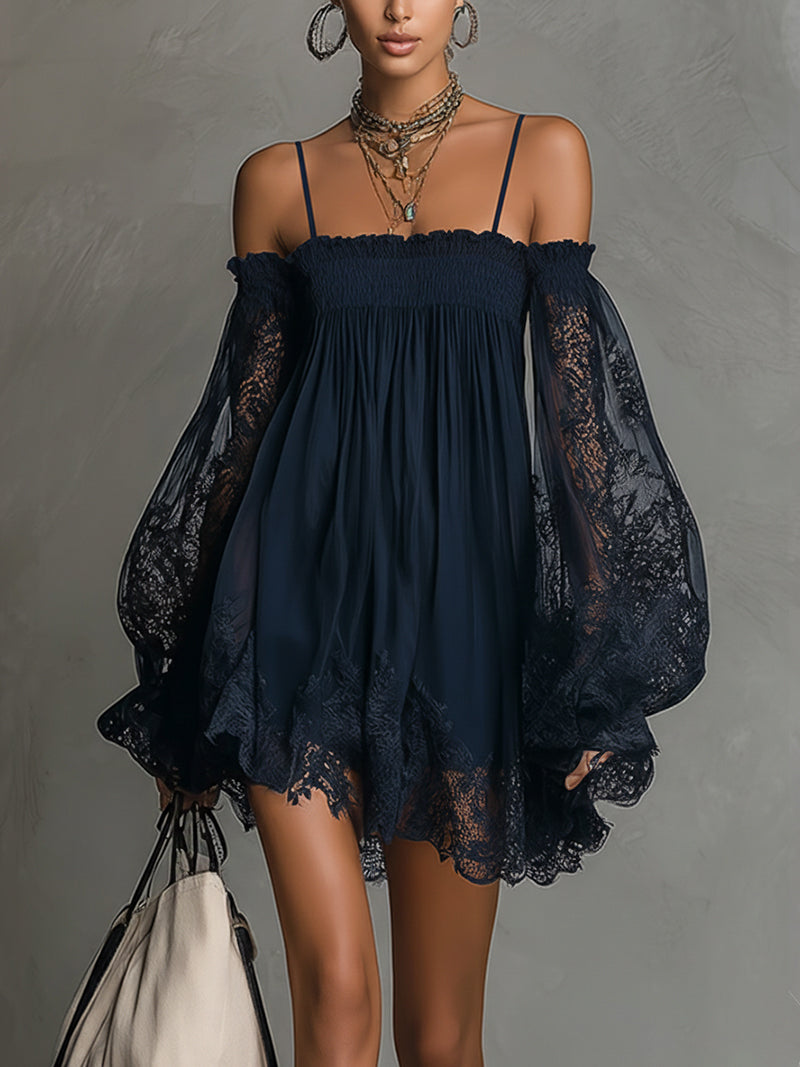 Chiara - Abito Mini in Chiffon Blu Navy