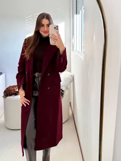 Isabel Winter Burgundy Woolen Coat