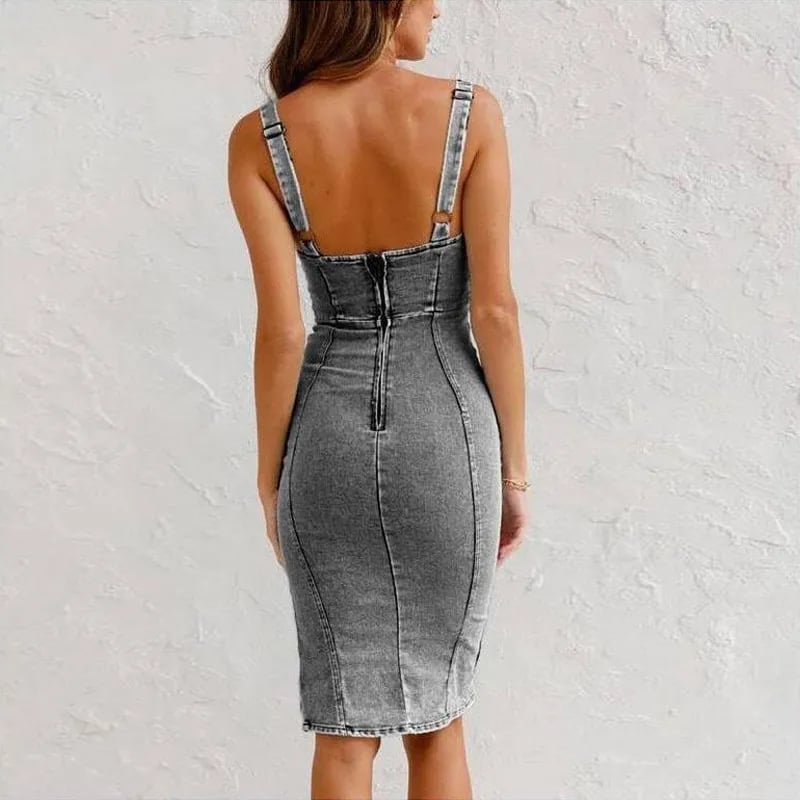 Alessia – Abito Denim con Spalline Regolabili