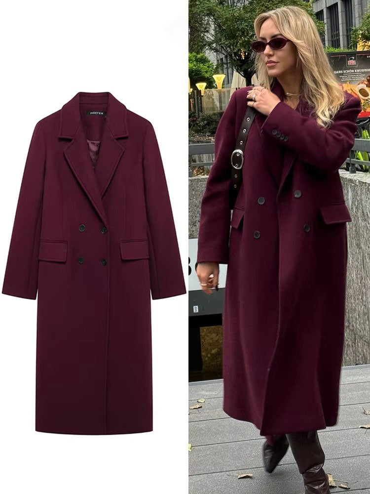 Isabel Winter Burgundy Woolen Coat