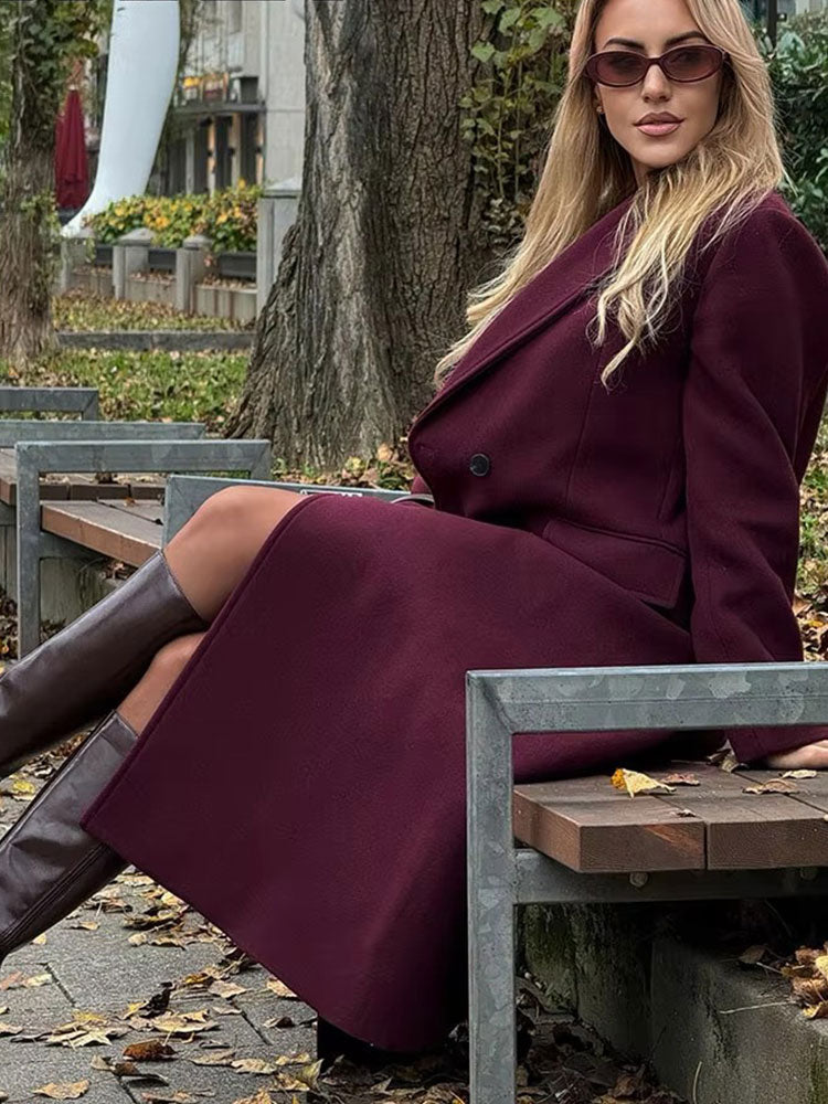 Isabel Winter Burgundy Woolen Coat